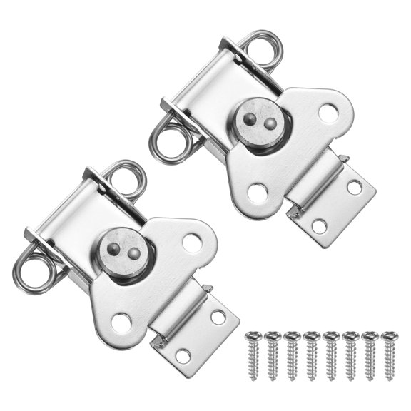 2.8x2.56" Spring Loaded Butterfly Twist Latch, 2Pcs Steel Twist Latch & Keeper Silver