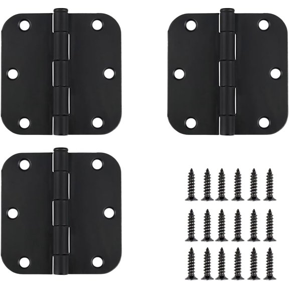 2.9" (73732mm) Heavy-Duty Door Hinges 3 Pack, Stainless Steel Black Rounded Corner Security Hinges with Mounting ScrewsExtra Thick Structure, Perfect for Heavy Furniture and Doors,Soft Close