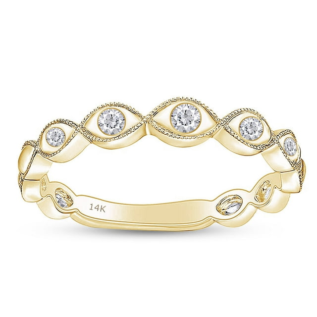 AFFY 2/9 Carat (Cttw) Round Natural Diamond Beautiful Engagement Band Ring 14K Solid Yellow Gold (I-J Color, I2-I3 Clarity,0.23 Carat (cttw) Ring Size-5