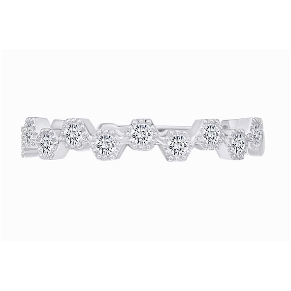 AFFY 2/9 Carat (Cttw) Round Natural Diamond Vintage Style Engagement Band Ring 14K Solid White Gold (I-J Color, I2-I3 Clarity, 0.22 Carat (Cttw) Ring Size-9.5