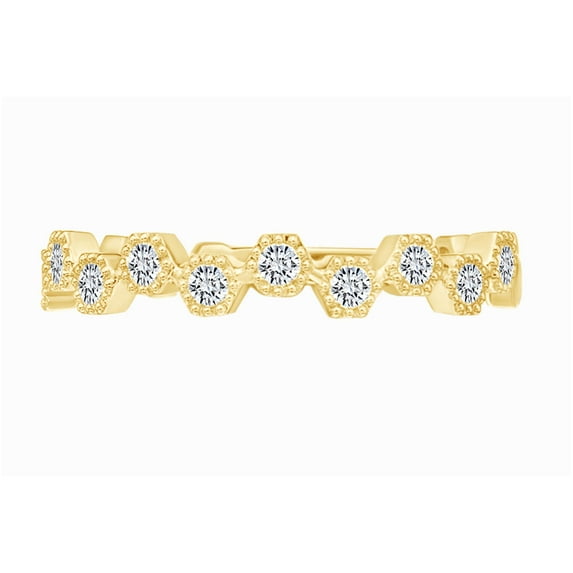 AFFY 2/9 Carat (Cttw) Round Natural Diamond Vintage Style Engagement Band Ring 14K Solid Yellow Gold (I-J Color, I2-I3 Clarity, 0.22 Carat (Cttw) Ring Size-6