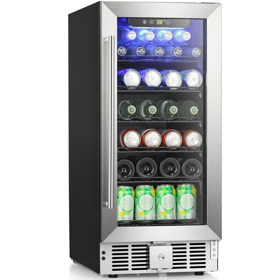 WAA 2.9 Cu. Ft. Beverage Refrigerator, Glass Door, Black