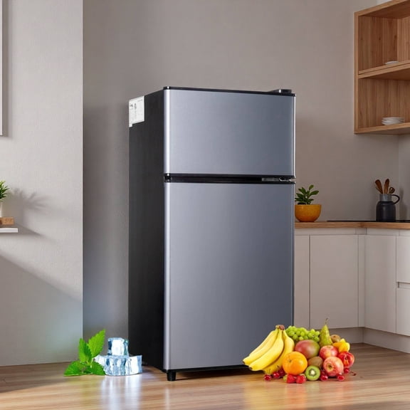 2.9 Cu.ft Mini Fridge with Freezer, 2 Door Compact Refrigerator, Adjustable Thermostat FreezerFridge for Living Room, Kitchen and Apartment, Black