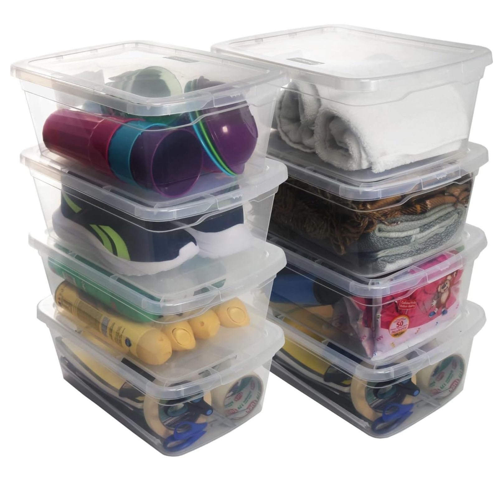 2.9 Gallon Plastic Storage Container Bin with Secure Lid, 8 Pack