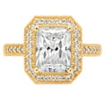 thumbnail image 1 of 2.9 ct Emerald Cut Real Genuine Natural Diamond VS1-VS2 J-K 18K Yellow Gold Halo Promise Wedding Statement Engagement Designer Ring W/ Crystal side stones size 5.5, 1 of 7