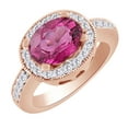 thumbnail image 1 of AFFY (2.9 cttw) Simulated Pink Sapphire & White Natural Diamond Halo Engagement Wedding Ring In 14k Rose Gold With Ring Size 12.5, 1 of 1