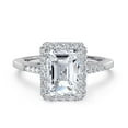 thumbnail image 1 of 2.94ctw Emerald Cut Cubic Zirconia Halo Engagement Ring for Women with AAA CZ in Rhodium Plating, Size 5-10, 1 of 7