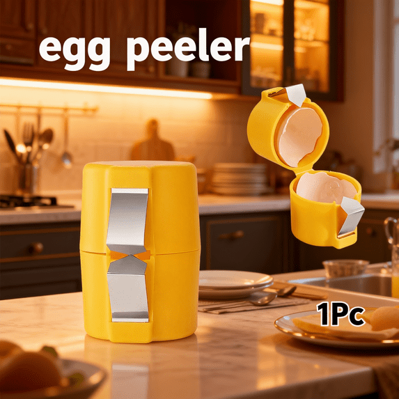 2.95×1.97 Inch Egg Peeler & Cracker Tool for Hard-Boiled Eggs – Stainless Steel No-Mess Shell Opener – Fast, Easy Egg Peeler Gadget for Meal Prep & Breakfast