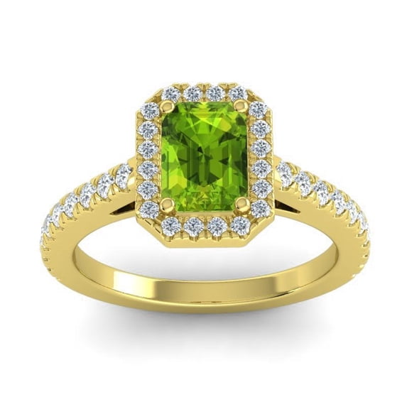 2.95 Carat Elegant Natural Diamond Peridot Gemstone Bridal Ring for Women Solid 14K Yellow Gold Size 7.5 by Diamond-Capitals