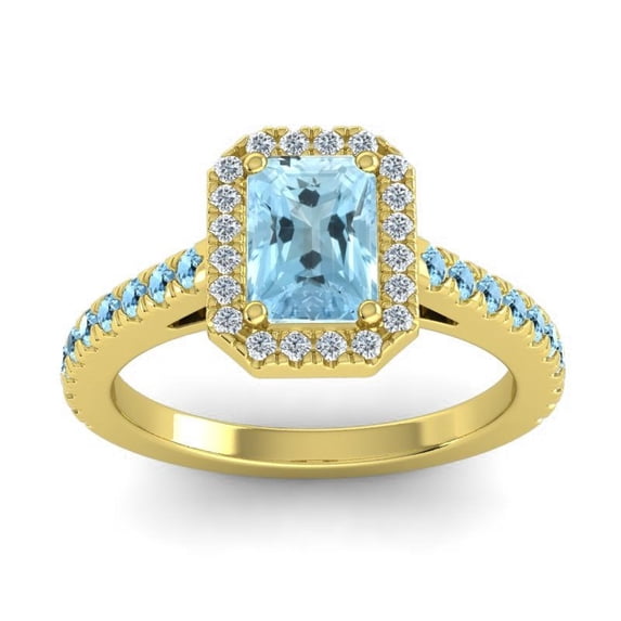 2.95 Carat Latest Natural Diamond Aquamarine Gemstone Wedding Ring for her Solid 14K Yellow Gold Size 7 by Diamond-Capitals