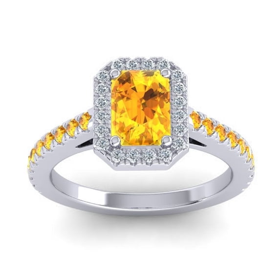 2.95 Carat Natural Diamond Citrine Gemstone Fancy Ring for Birthday Gift 14K White Gold Size 9.5 by Diamond-Capitals