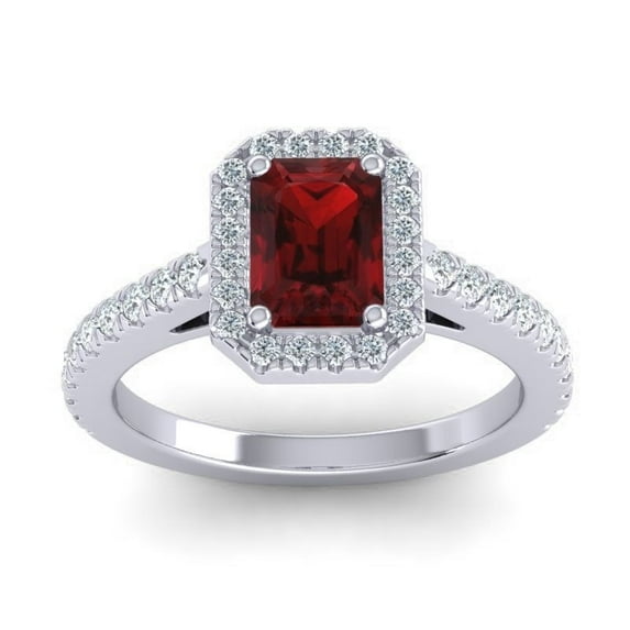 2.95 Carat Natural Diamond Garnet Gemstone Fancy Ring for Birthday Gift 14K White Gold Size 9.5 by Diamond-Capitals