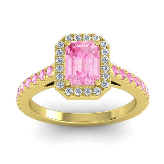 2.95 Carat Natural Diamond Pink Sapphire Gemstone Beautiful Proposal Ring for Women Solid 14K Yellow Gold Size 9 by Diamond-Capitals