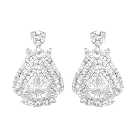 2.95 Ctc Triangle Shape Moissanite Diamond 925 Sterling Silver Designer Dangle Women Engagement Earrings