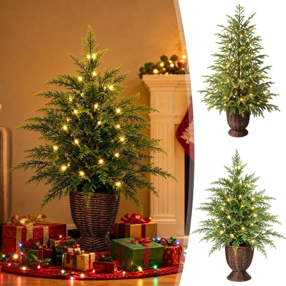 2.95 FT Premium Artificial Christmas Trees, Arbol de Navidad con luces Integradas, Artificial Christmas Tree Dense Needles, Pre-lit Christmas Trees with Lights for Holiday, Party(B)