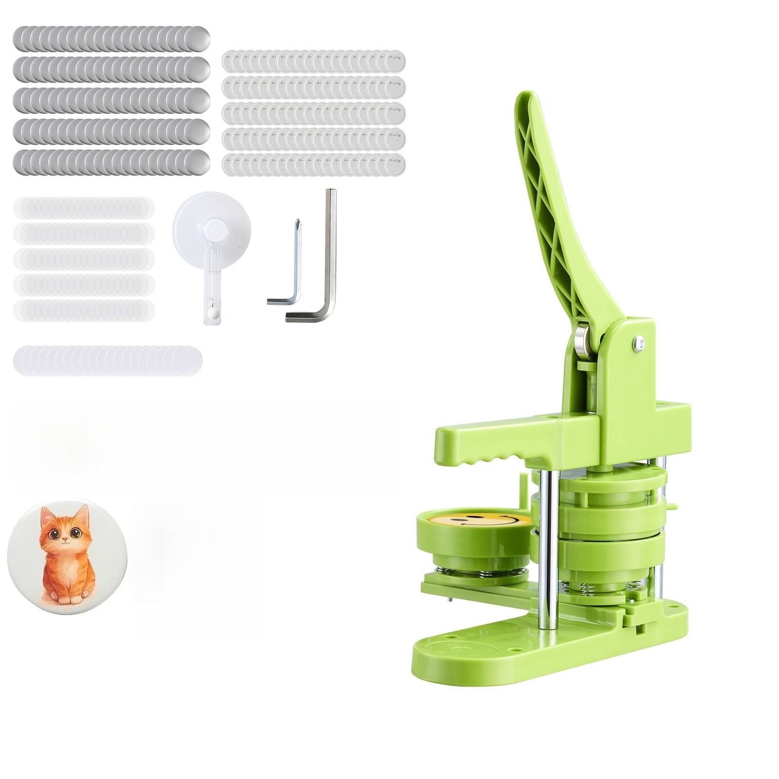 2.95-Inch button maker, plastic pin maker for 100 button parts, round cutter and hex key, reinforced handle for DIY badge, personalized pin