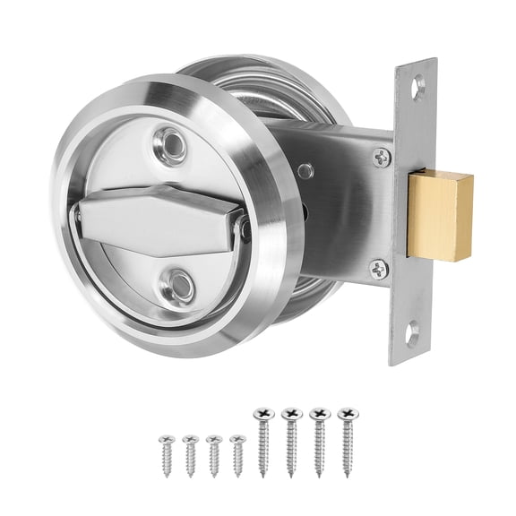 2.95" Round Recessed Pull Stainless Steel Door Handle with Double Rings, Silver