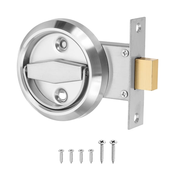 2.95" Round Recessed Pull Stainless Steel Door Handle with Single Ring, Silver