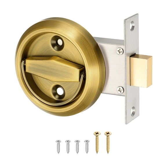 2.95" Round Recessed Pull Stainless Steel Door Handle with Single Ring, Yellow