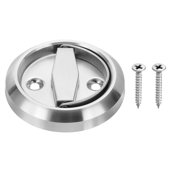 2.95" Round Recessed Pull Stainless Steel Recessed Door Handle , Silver