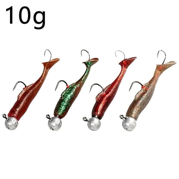 2.95" T-Tail Soft Swimbait with Stinger Hook, Robust Lead Head Jig for Bass & Walleye, Resilient Silicone Lure for Light-Biting Predators, 7g / 10g 4-Pack