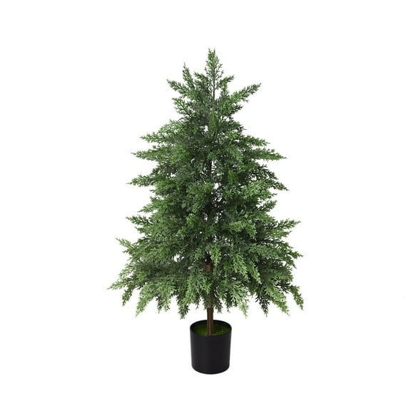 2.95FT Artificial Cedar Topiary Trees for Outdoors Potted Fake Cypress Trees Faux Evergreen Plants for Home Porch Decor
