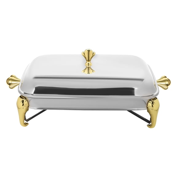 2.9L Gold Chafing Dish Buffet Set Polished Stainless Steel for Hotel Brunch Catering Self-Service