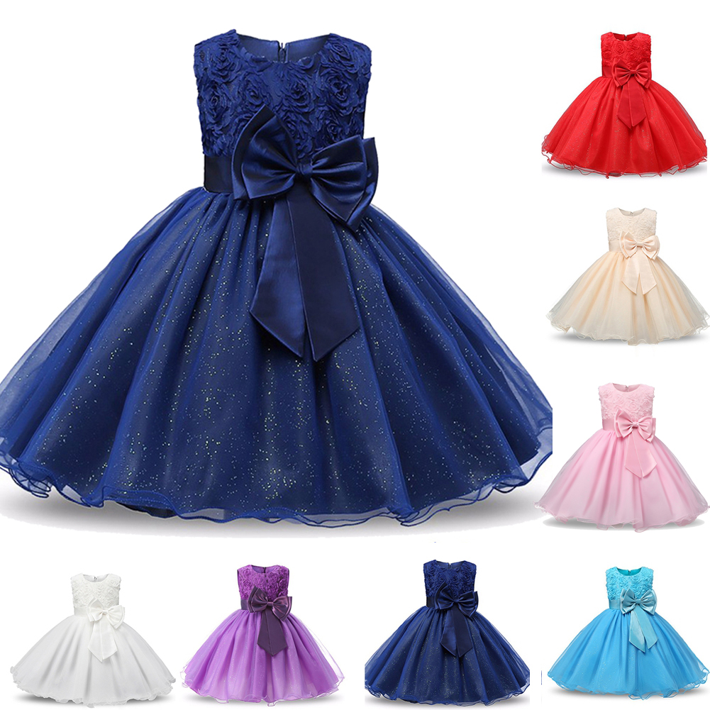 Girls 3D Butterflies Tulle Flower Girl Dress - Long Formal Ball Gown For Wedding, First Communion, Pageant, Princess Party