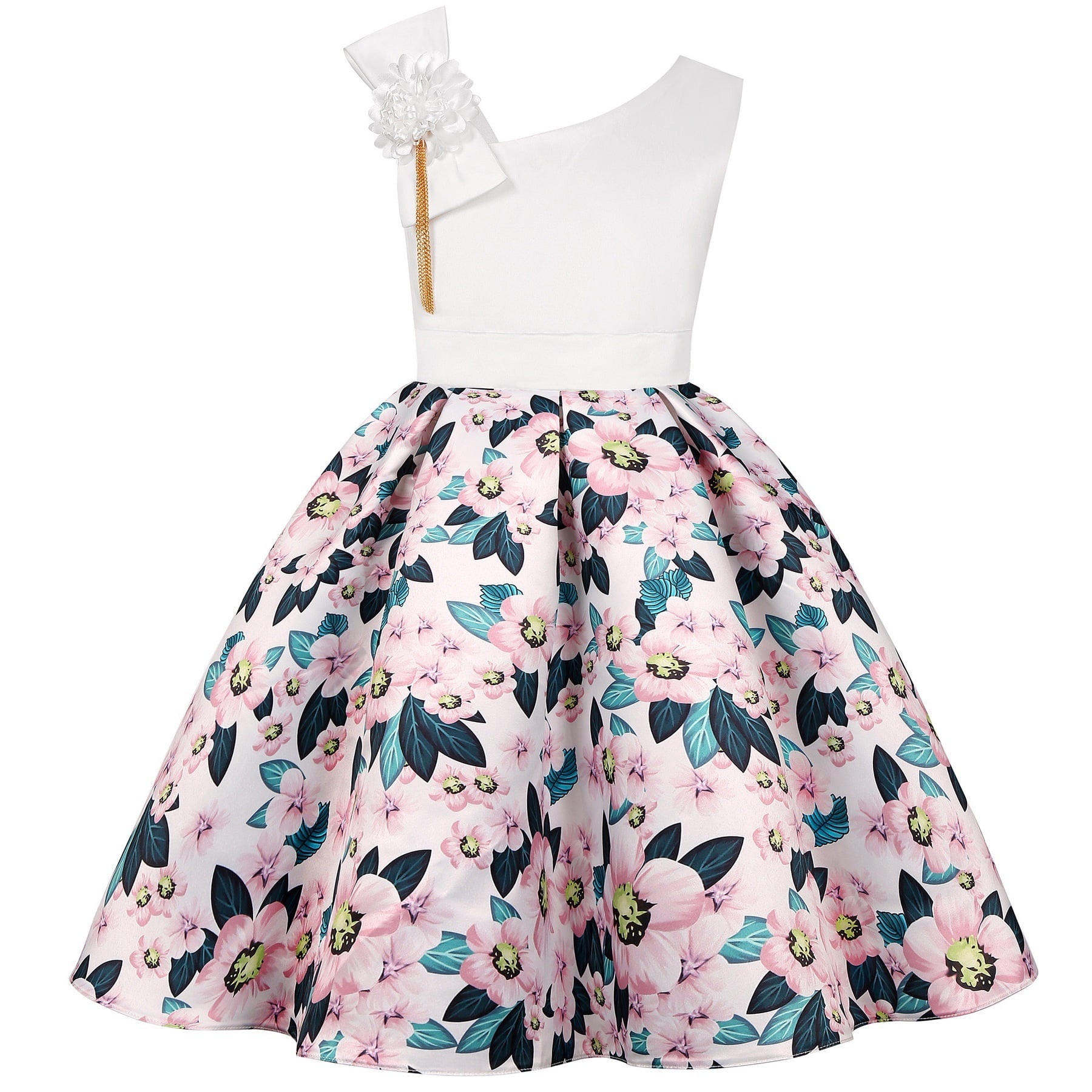 Demet Elegant Floral Ruffle Party Dress for Girls main image 0