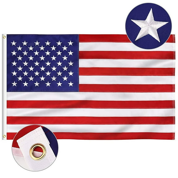 2.9X4.9Ft American Flag With Embroidered Stars & Sewn Stripes Weatherproof Us Flag With Brass Grommets For Outdoor Patriotic Display(Blue-90X150Cm)