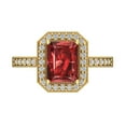 thumbnail image 1 of 2.78 ct Emerald Cut Natural Garnet Halo Engagement Ring for Women in 18K Yellow Gold, 1 of 5