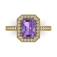 thumbnail image 1 of Clara Pucci 14K Yellow Gold Solid Gold Alexandrite Halo Anniversary Ring for Women - 2.78 cttw Emerald Cut, 1 of 8