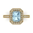 thumbnail image 1 of Clara Pucci 14K Yellow Gold Solid Gold Aquamarine Halo Anniversary Ring for Women - 2.78 cttw Emerald Cut, 1 of 8