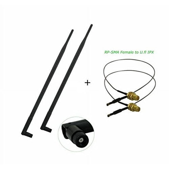 2 9dBi RP-SMA 2.4GHz 5GHz+12in U.fl Cable WIFI Antenna for DIR-860L DGL-5500 Quick USA Shipping