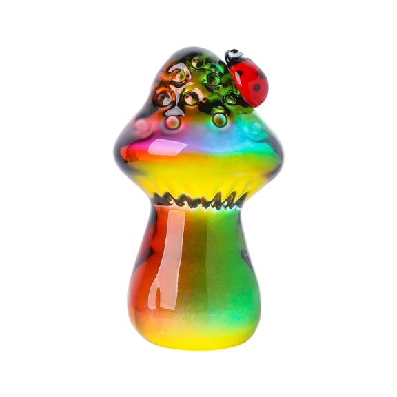 2.9in Crystal Ladybug on Mushroom Figurine Statues Collectible Home Table Decoration Ornament,for Home Office Party Decor Collectible Shelf Display,Color