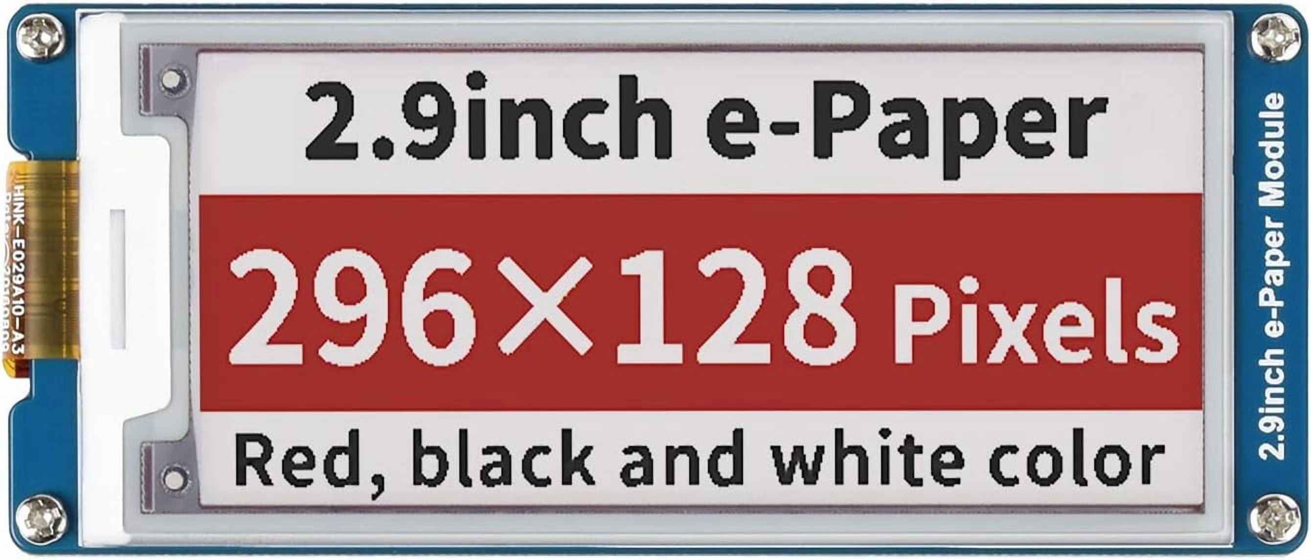 2.9inch E-Paper E-Ink Display Module Compatible with 4B/3B+/3B/2B/B+/A+/Zero/Zero W/WH/Zero 2W Series Boards 296×128 Pixels Red/Black/White Three-Color SPI Interface