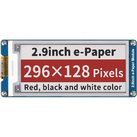2.9inch E-Paper E-Ink Display Module Compatible with 4B/3B+/3B/2B/B+/A+/Zero/Zero W/WH/Zero 2W Series Boards 296×128 Pixels Red/Black/White Three-Color SPI Interface
