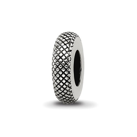 2.9mm 925 Sterling Silver Reflections Oxidized Textured Gripper Bead Charm Pendant Necklace for Women