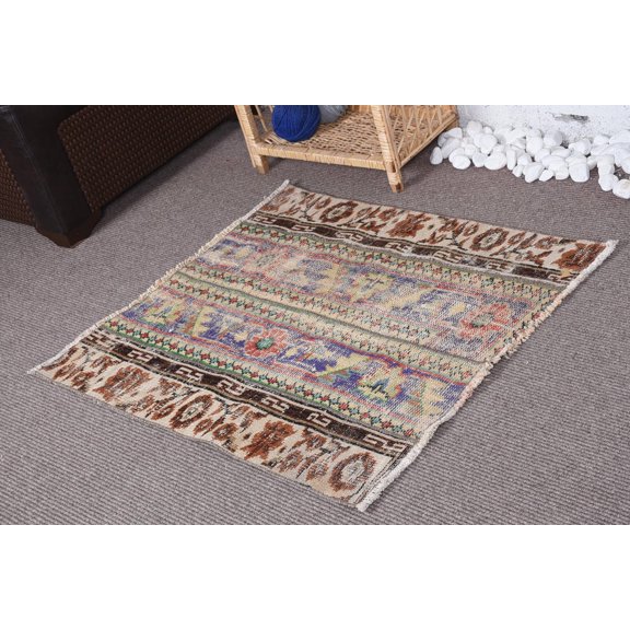 2.9x3.1 ft Small Rug, Vintage Rugs, Bedroom Rugs, Cool Rugs, Turkish Rugs