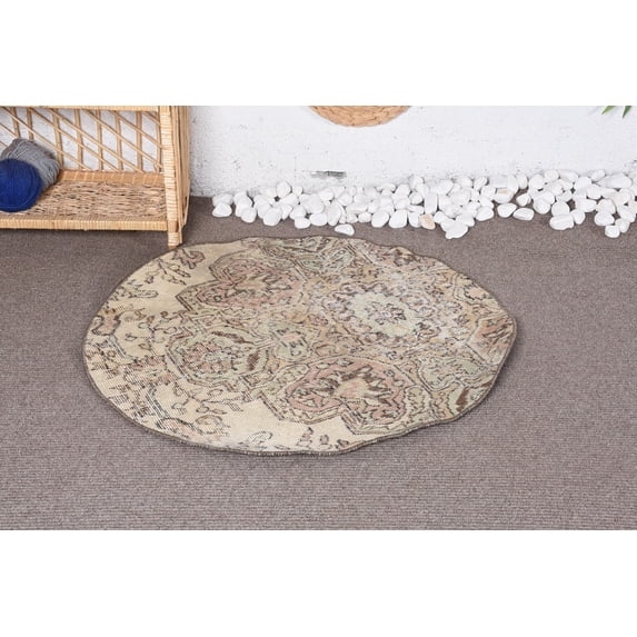 2.9x3 ft Small Rug, Turkish Rug, Kitchen Rug, Vintage Rug, Moroccan Rug