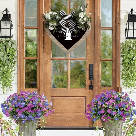 2 | A Z Last Name Heart Shaped Front Door Sign 26 Letter Farmhouse With Spring For Front Door Outside Hanging