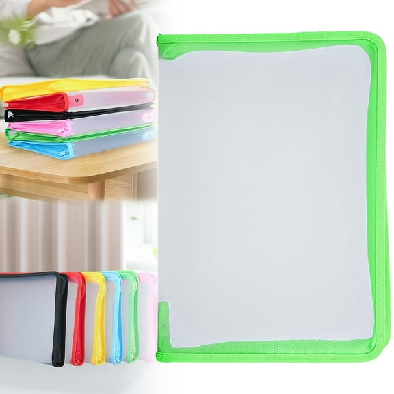 Under $2, A6 Document Bag, A4 Zippered Document Organizer, Clear Plastic File Bag with Secure Closure, Ideal for Office & Travel, A6 Document Bag, Green by Goohae