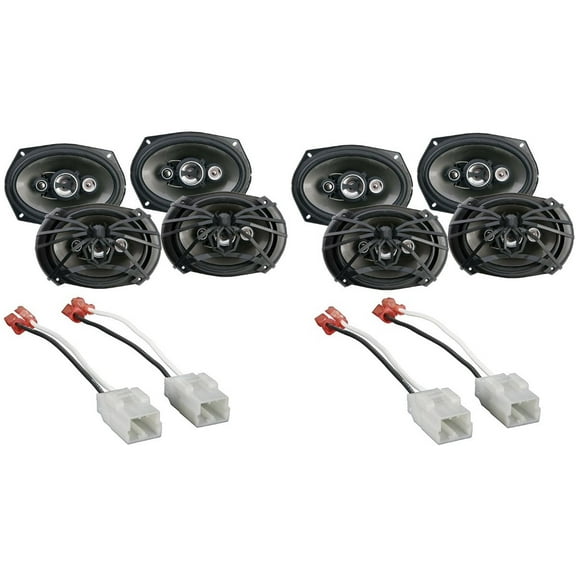 2 AF694 6x9" 500Watt 4-Way Car Speakers Harness for Select Chrysler/Dodge Vehicles