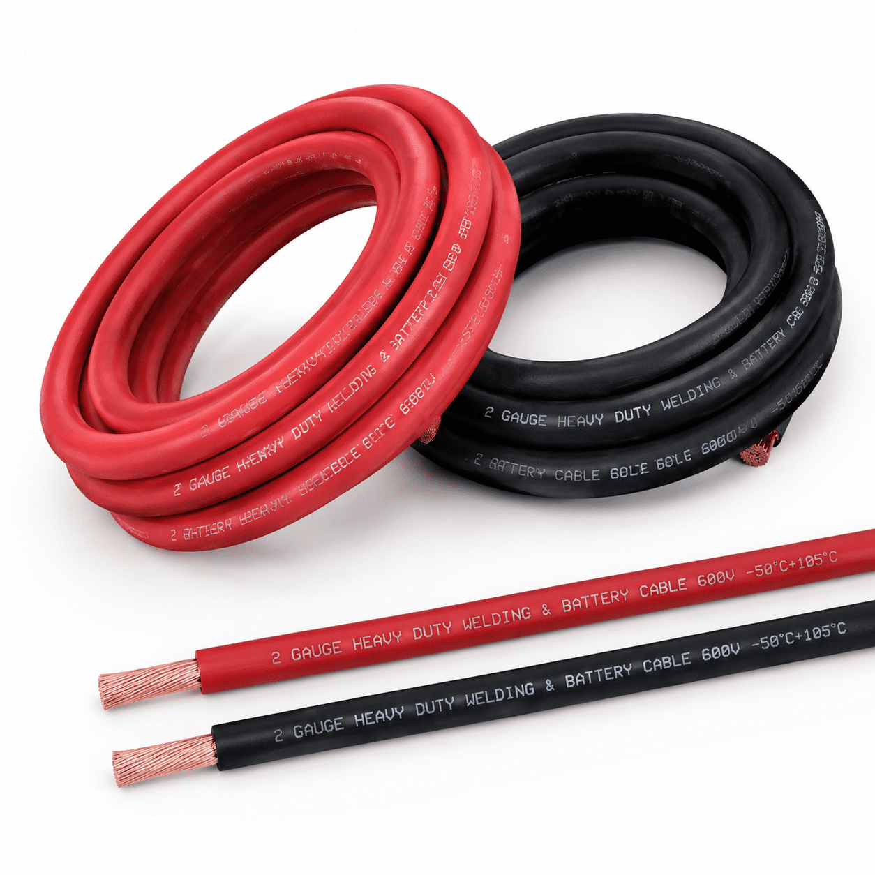 2 AWG 10FT Red & Black Pure Copper Electrical Wire for Automotive ...