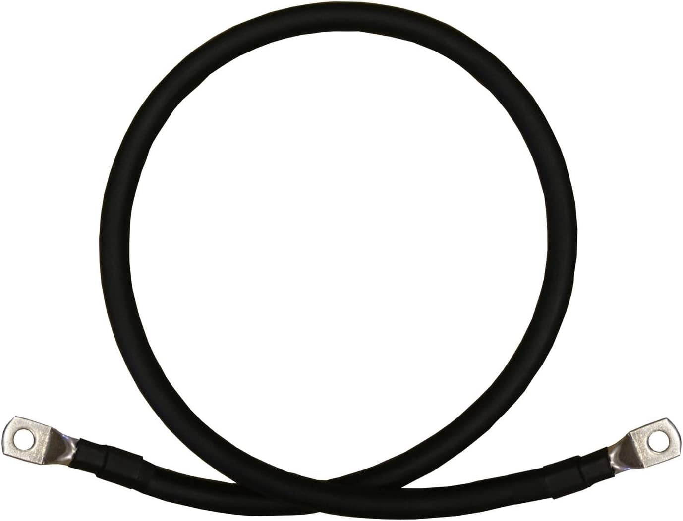2 AWG 2 Gauge Single Black 1 Foot w/3/8 Lugs Pure Copper PowerFlex y Inverter Cables for Solar, RV, Auto, Marine