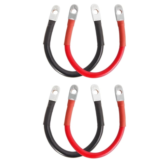 2 AWG Battery Cable 2AWG 12-Inch Battery Inverter Cables Set All Copper Conductor Wire with 3/8" R Terminals (2 AWG x 12 Inches) for Car, Truck, RV,4Pcs