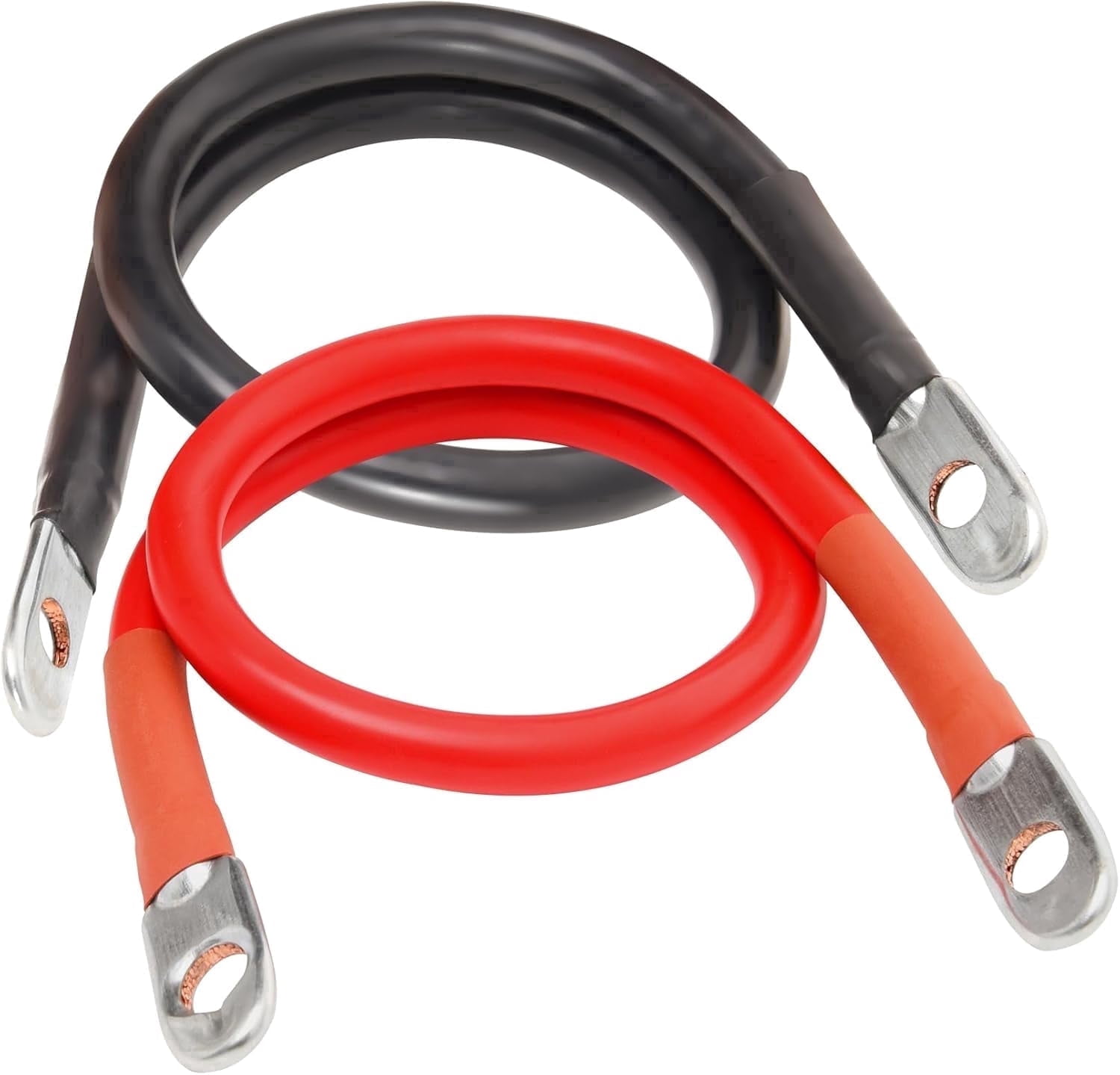 2 AWG Battery Cable 2AWG 24-Inch Battery Inverter Cables Set All Copper Conductor Wire with 3/8" R Terminals (2 AWG x 24 Inches) for Car, Truck, RV,2Pcs
