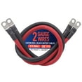 thumbnail image 1 of 2 AWG Battery Cables with Terminals, Positive and Negative Wires Pure Copper, Auto, Solar Power Inverter, Welding, Golf Cart, Motorcycle (Red and Black, 3 FT (36 in), 3/8" Lugs on Both Ends, 2pcs), 1 of 6