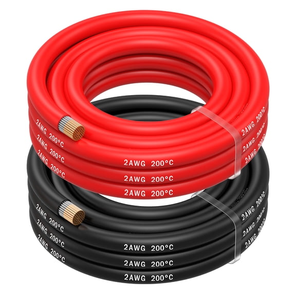2 Gauge Wire by MMOBIEL 2 AWG Silicone Cable Red Black 8.2ft
