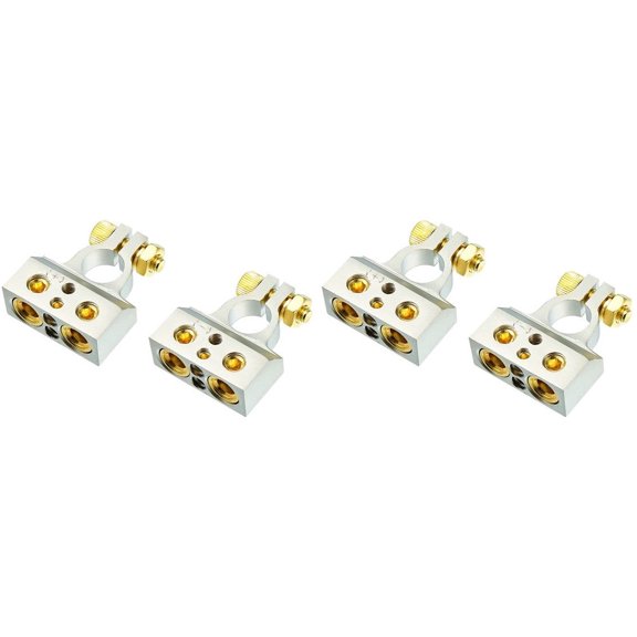 2 Absolute BTC300PN 0/2/4/6/8 AWG Single Positive & Negative Power Battery Terminal Connectors Chrome